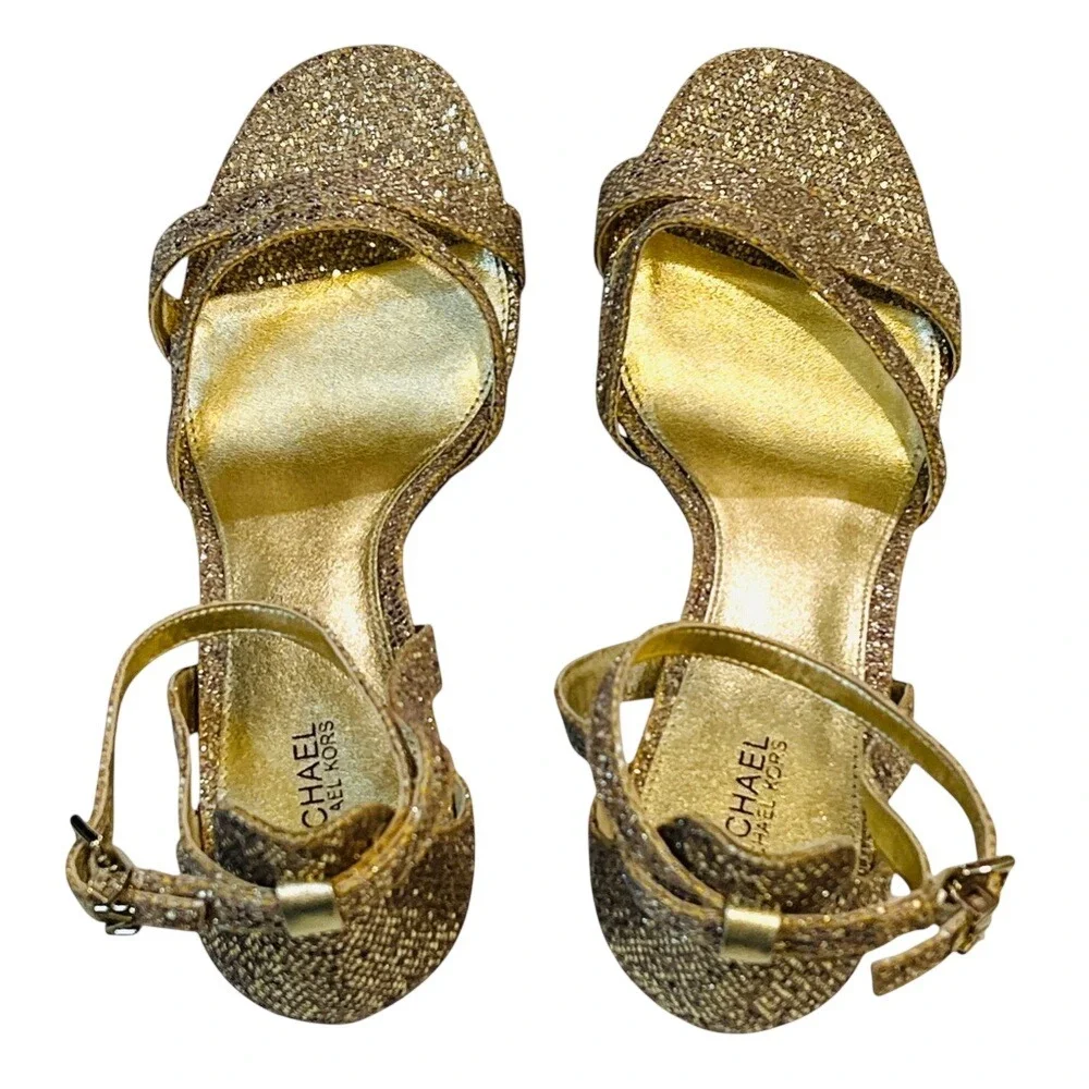 MICHAEL MICHAEL KORS  Kimberly Glitter Mesh‎ Sandal, Size 9